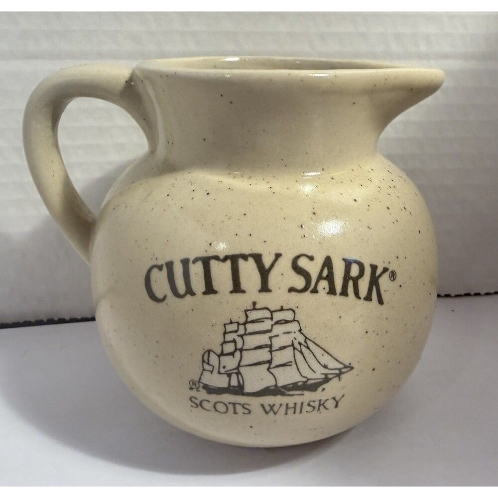 Vintage Cutty Sark Scots Whisky ceramic promotional pitcher with ship logo
